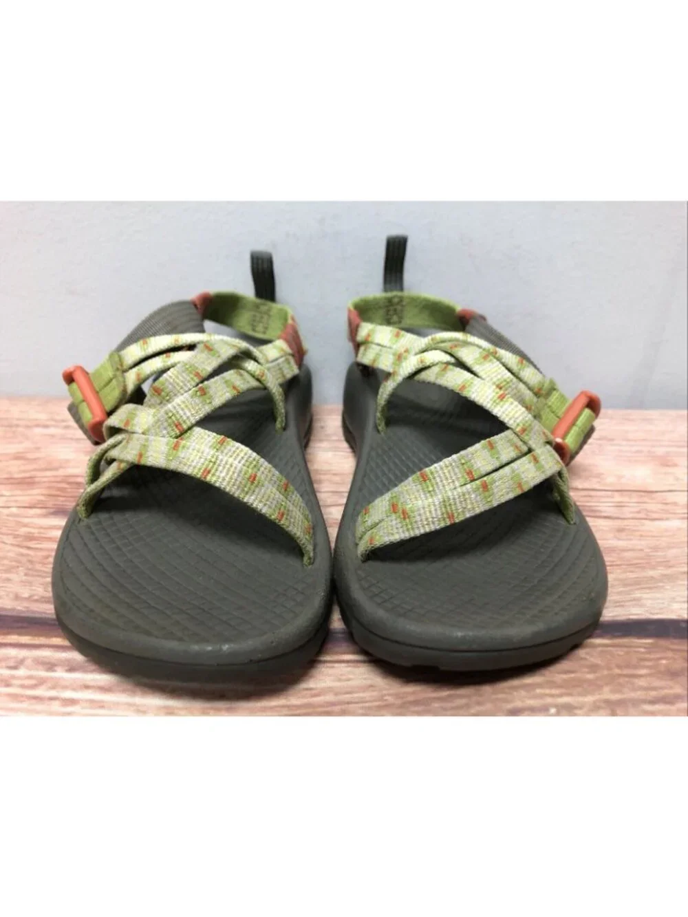 Chaco Kids Girls 13 ZX1 Ecotread Green/Orange Hiking Sport Sandals